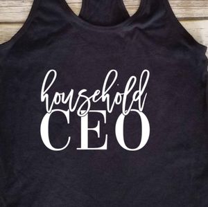 Household CEO - boss mama fitted tank top black